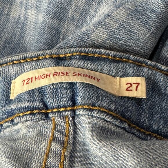 Levi’s 721 SZ 27 High-Rise Skinny Jeans Plaid Stretch Zip-Fly Pockets Blue Women - Picture 8 of 12